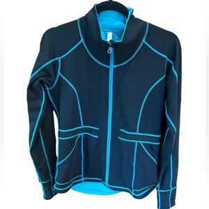 LUCY Full Zip Active Running Track Jacket Black/Royal Blue Size SP